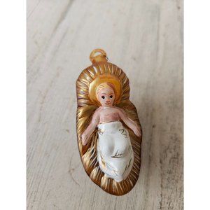 Dept 56 glass baby Jesus nativity ornament Xmas tree crib manger
